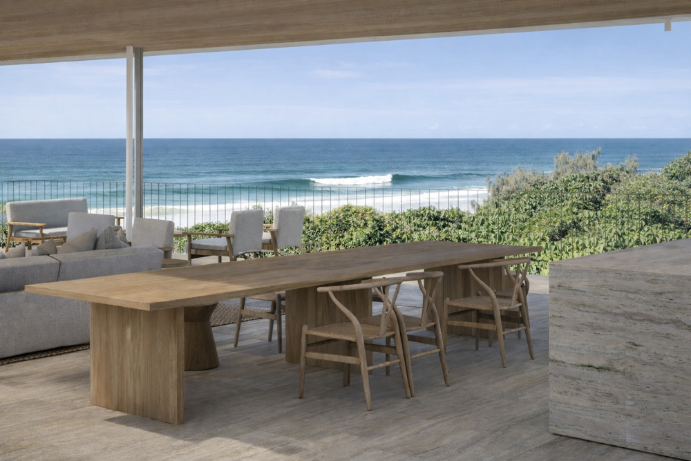 a beach house that opens onto a classic Australian surf beach