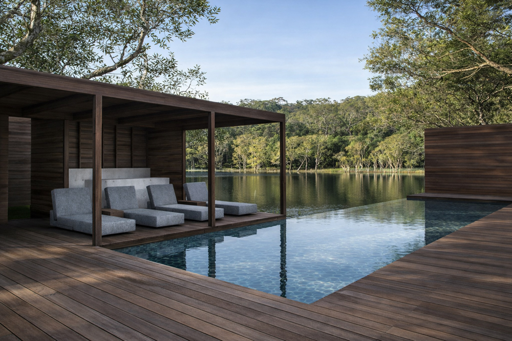 Additionally, multiple covered deck spaces<br />
were incorporated, allowing the clients to<br />
enjoy ideal sun conditions and find respite from the wind.