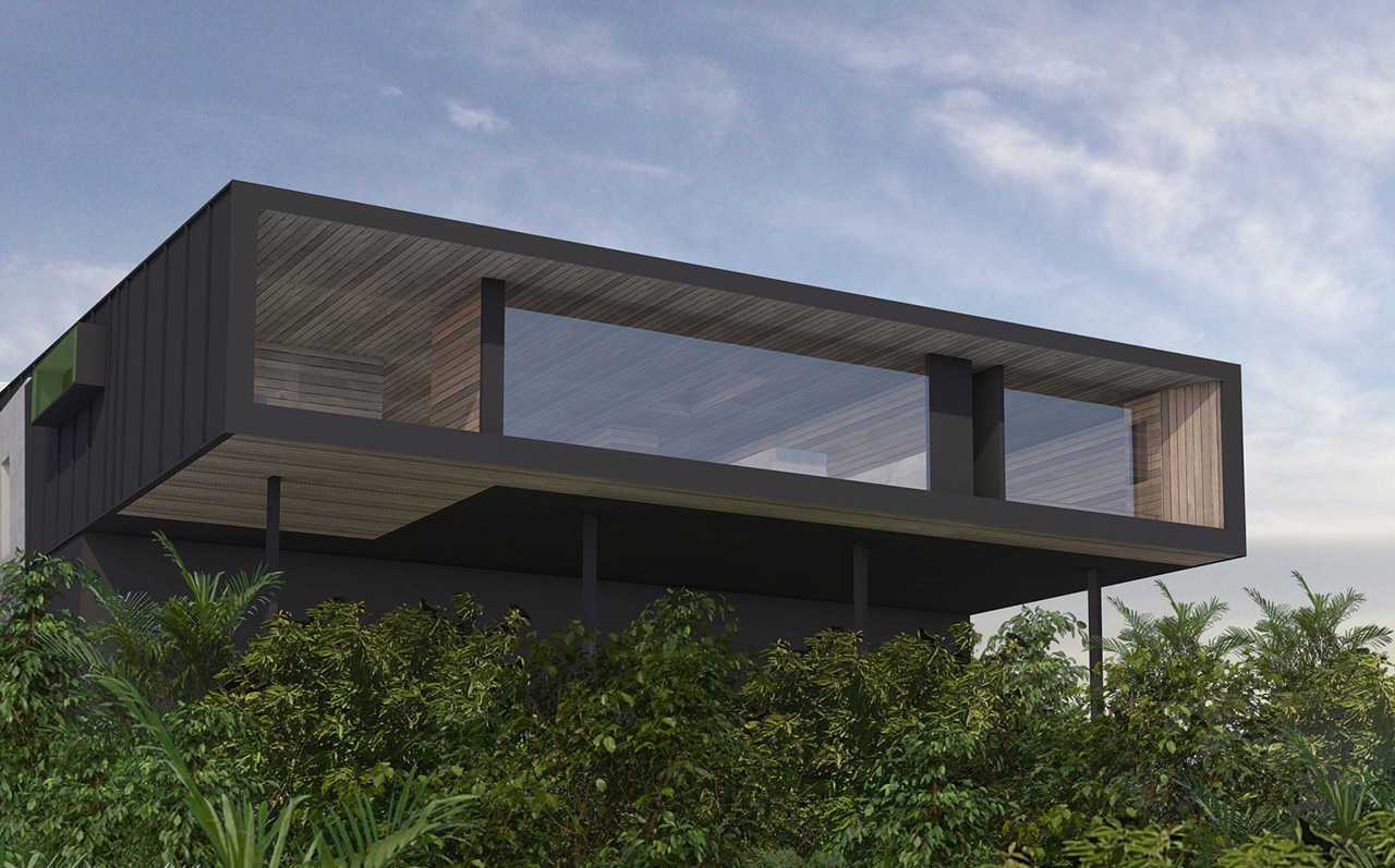 A house that floats above a steep escarpment