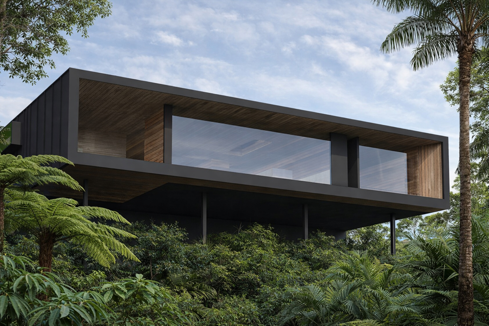 A house that floats above a steep escarpment