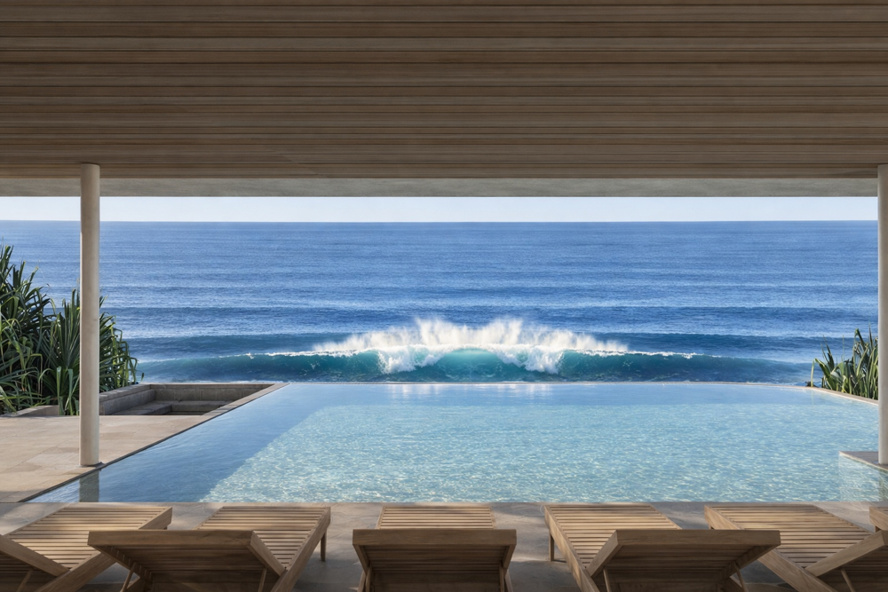 Architecturally designed house for a couple to enjoy a relaxed beach lifestyle, while also being able to work from home if they want.