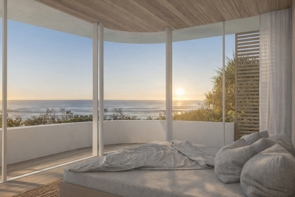 Flat outdoor entertaining areas<br />
allow our clients to enjoy the subtropical<br />
climate and coastal rainforest outlook