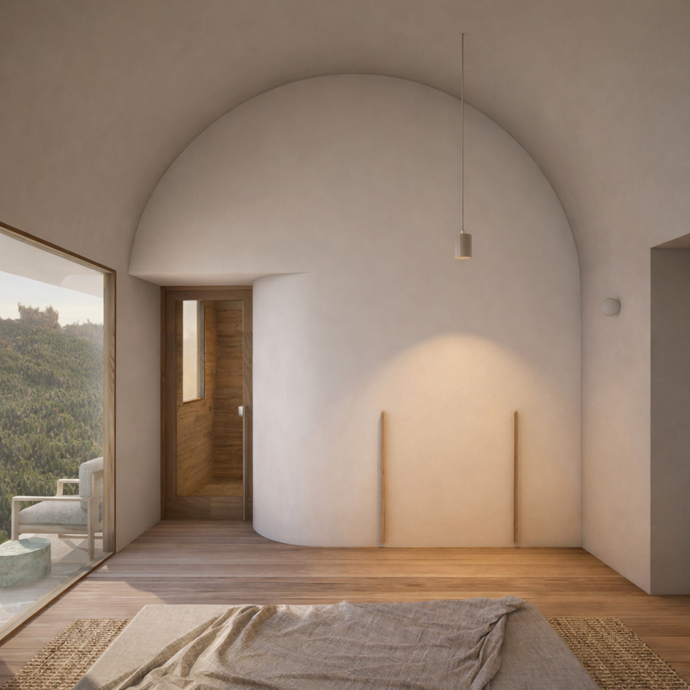 We designed the living areas and main<br />
bedroom to look out over the garden to the ocean.