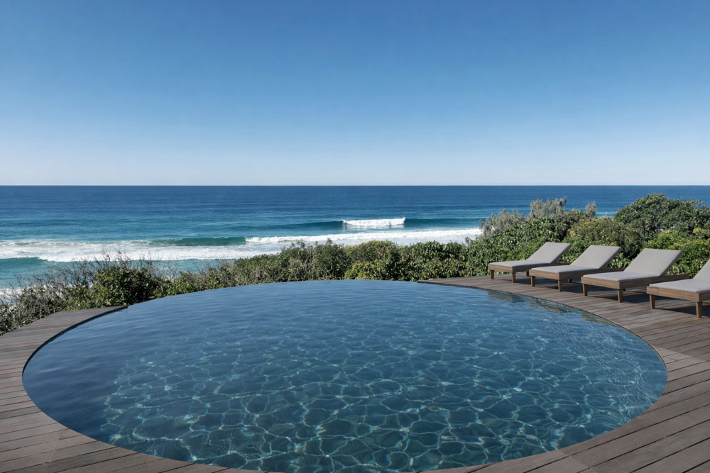 To manage the steep slope, we designed<br />
a series of terraced gardens and outdoor<br />
entertaining areas that step down from the inside.